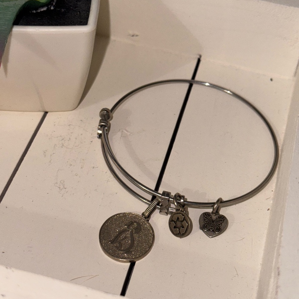 Angelica Silver Dog Charm Bangle Bracelet